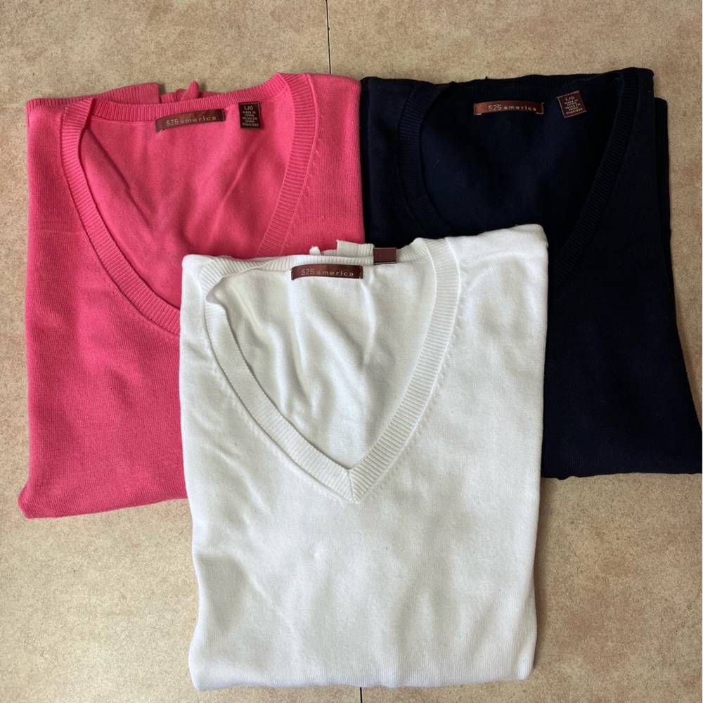 525 America V-Neck  Pull Over Cardigan Sweater Set of 3
